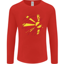 Torn Macedonia Flag Macedonian Day Football Mens Long Sleeve T-Shirt Red