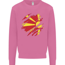 Torn Macedonia Flag Macedonian Day Football Mens Sweatshirt Jumper Azalea