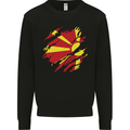 Torn Macedonia Flag Macedonian Day Football Mens Sweatshirt Jumper Black