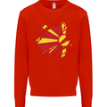 Torn Macedonia Flag Macedonian Day Football Mens Sweatshirt Jumper Bright Red