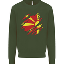 Torn Macedonia Flag Macedonian Day Football Mens Sweatshirt Jumper Forest Green