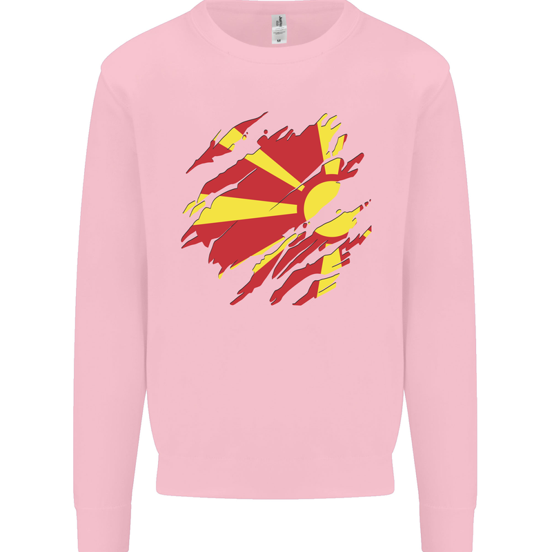 Torn Macedonia Flag Macedonian Day Football Mens Sweatshirt Jumper Light Pink