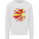 Torn Macedonia Flag Macedonian Day Football Mens Sweatshirt Jumper White