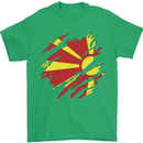 Torn Macedonia Flag Macedonian Day Football Mens T-Shirt 100% Cotton Irish Green