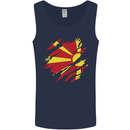 Torn Macedonia Flag Macedonian Day Football Mens Vest Tank Top Navy Blue
