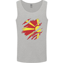 Torn Macedonia Flag Macedonian Day Football Mens Vest Tank Top Sports Grey