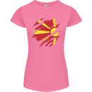 Torn Macedonia Flag Macedonian Day Football Womens Petite Cut T-Shirt Azalea