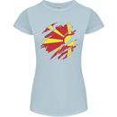 Torn Macedonia Flag Macedonian Day Football Womens Petite Cut T-Shirt Light Blue