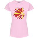 Torn Macedonia Flag Macedonian Day Football Womens Petite Cut T-Shirt Light Pink