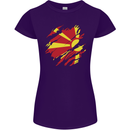 Torn Macedonia Flag Macedonian Day Football Womens Petite Cut T-Shirt Purple