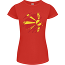 Torn Macedonia Flag Macedonian Day Football Womens Petite Cut T-Shirt Red