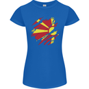 Torn Macedonia Flag Macedonian Day Football Womens Petite Cut T-Shirt Royal Blue