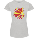 Torn Macedonia Flag Macedonian Day Football Womens Petite Cut T-Shirt Sports Grey