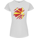 Torn Macedonia Flag Macedonian Day Football Womens Petite Cut T-Shirt White