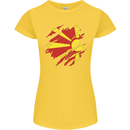 Torn Macedonia Flag Macedonian Day Football Womens Petite Cut T-Shirt Yellow