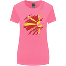 Torn Macedonia Flag Macedonian Day Football Womens Wider Cut T-Shirt Azalea