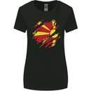 Torn Macedonia Flag Macedonian Day Football Womens Wider Cut T-Shirt Black