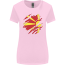 Torn Macedonia Flag Macedonian Day Football Womens Wider Cut T-Shirt Light Pink