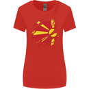 Torn Macedonia Flag Macedonian Day Football Womens Wider Cut T-Shirt Red