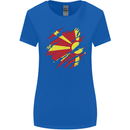 Torn Macedonia Flag Macedonian Day Football Womens Wider Cut T-Shirt Royal Blue