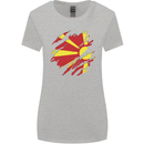 Torn Macedonia Flag Macedonian Day Football Womens Wider Cut T-Shirt Sports Grey