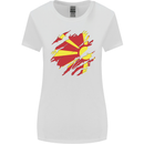 Torn Macedonia Flag Macedonian Day Football Womens Wider Cut T-Shirt White