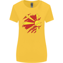 Torn Macedonia Flag Macedonian Day Football Womens Wider Cut T-Shirt Yellow