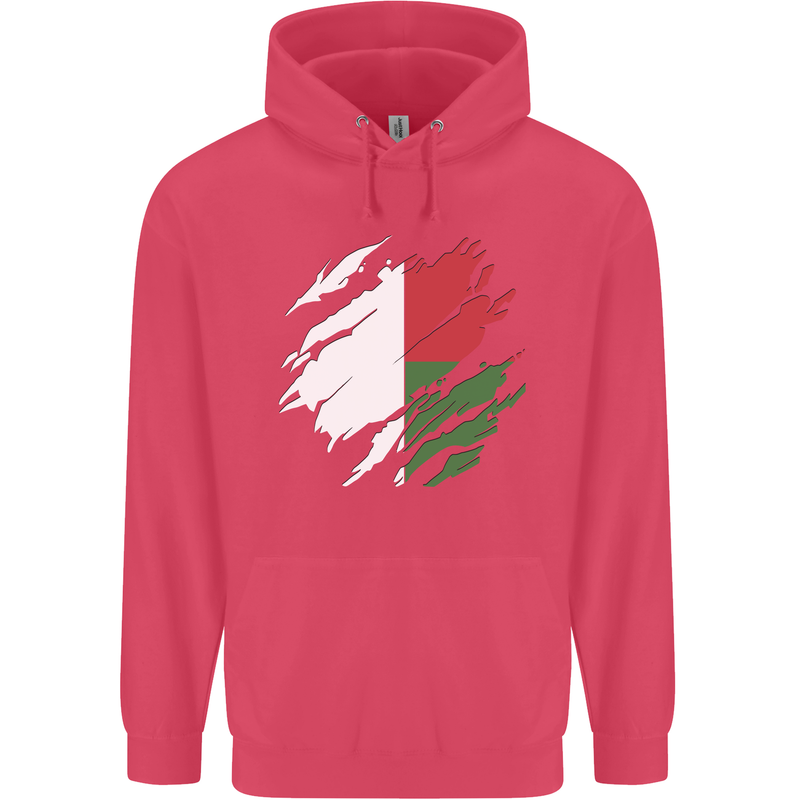 Torn Madagascar Flag Madagascan Day Football Childrens Kids Hoodie Heliconia