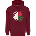 Torn Madagascar Flag Madagascan Day Football Childrens Kids Hoodie Maroon