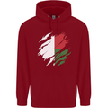 Torn Madagascar Flag Madagascan Day Football Childrens Kids Hoodie Red