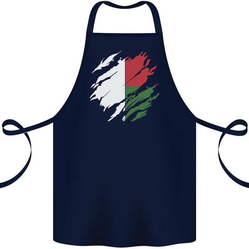 Torn Madagascar Flag Madagascan Day Football Cotton Apron 100% Organic Navy Blue