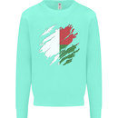 Torn Madagascar Flag Madagascan Day Football Kids Sweatshirt Jumper Peppermint
