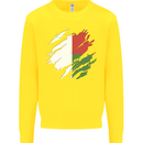 Torn Madagascar Flag Madagascan Day Football Kids Sweatshirt Jumper Yellow