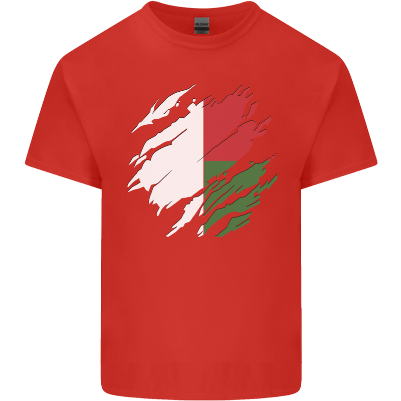 Torn Madagascar Flag Madagascan Day Football Kids T-Shirt Childrens Red