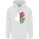Torn Madagascar Flag Madagascan Day Football Mens 80% Cotton Hoodie White