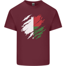 Torn Madagascar Flag Madagascan Day Football Mens Cotton T-Shirt Tee Top Maroon