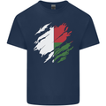 Torn Madagascar Flag Madagascan Day Football Mens Cotton T-Shirt Tee Top Navy Blue