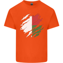 Torn Madagascar Flag Madagascan Day Football Mens Cotton T-Shirt Tee Top Orange
