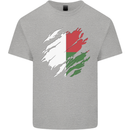Torn Madagascar Flag Madagascan Day Football Mens Cotton T-Shirt Tee Top Sports Grey