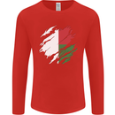 Torn Madagascar Flag Madagascan Day Football Mens Long Sleeve T-Shirt Red