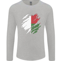 Torn Madagascar Flag Madagascan Day Football Mens Long Sleeve T-Shirt Sports Grey