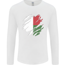 Torn Madagascar Flag Madagascan Day Football Mens Long Sleeve T-Shirt White