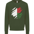 Torn Madagascar Flag Madagascan Day Football Mens Sweatshirt Jumper Forest Green