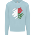 Torn Madagascar Flag Madagascan Day Football Mens Sweatshirt Jumper Light Blue