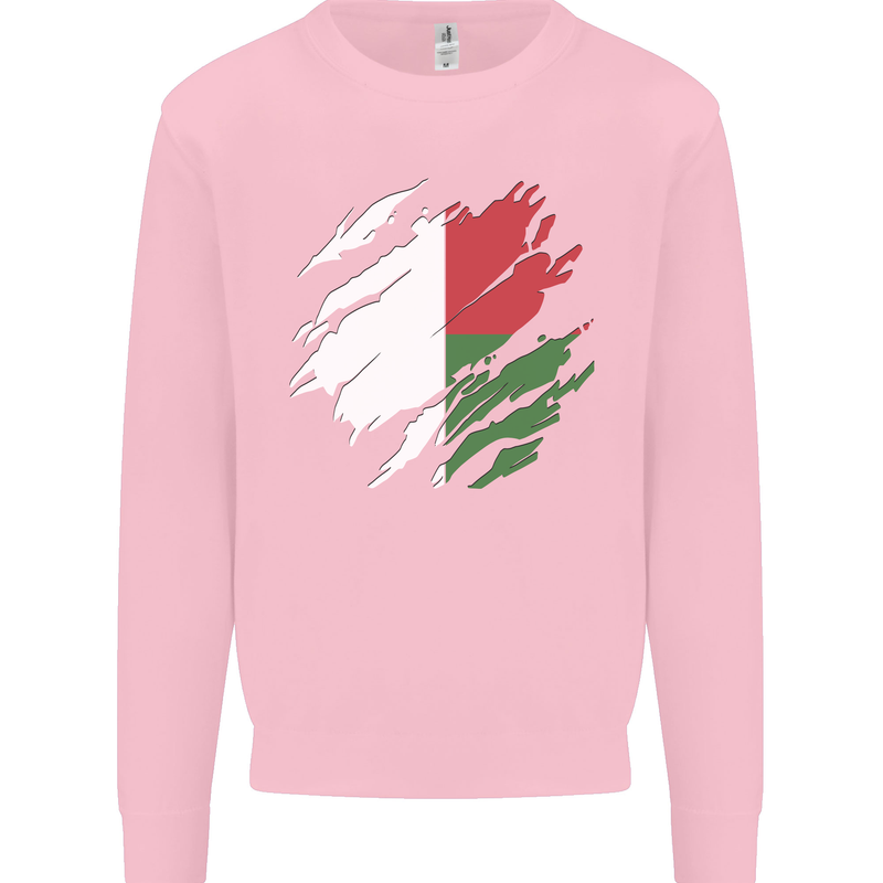 Torn Madagascar Flag Madagascan Day Football Mens Sweatshirt Jumper Light Pink