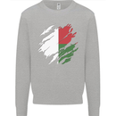Torn Madagascar Flag Madagascan Day Football Mens Sweatshirt Jumper Sports Grey