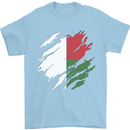 Torn Madagascar Flag Madagascan Day Football Mens T-Shirt 100% Cotton Light Blue