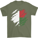 Torn Madagascar Flag Madagascan Day Football Mens T-Shirt 100% Cotton Military Green