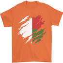 Torn Madagascar Flag Madagascan Day Football Mens T-Shirt 100% Cotton Orange