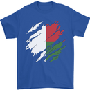 Torn Madagascar Flag Madagascan Day Football Mens T-Shirt 100% Cotton Royal Blue